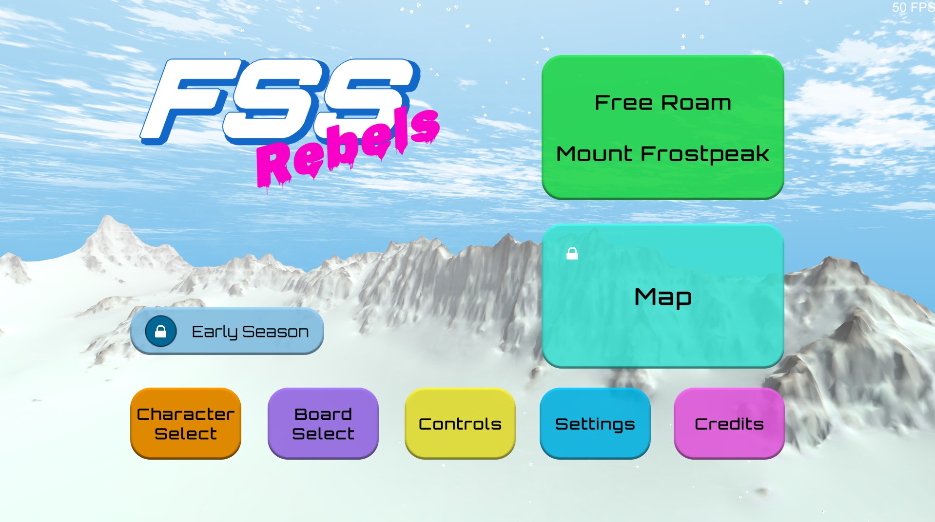 Full Spectrum snowboarding: Rebels main menu